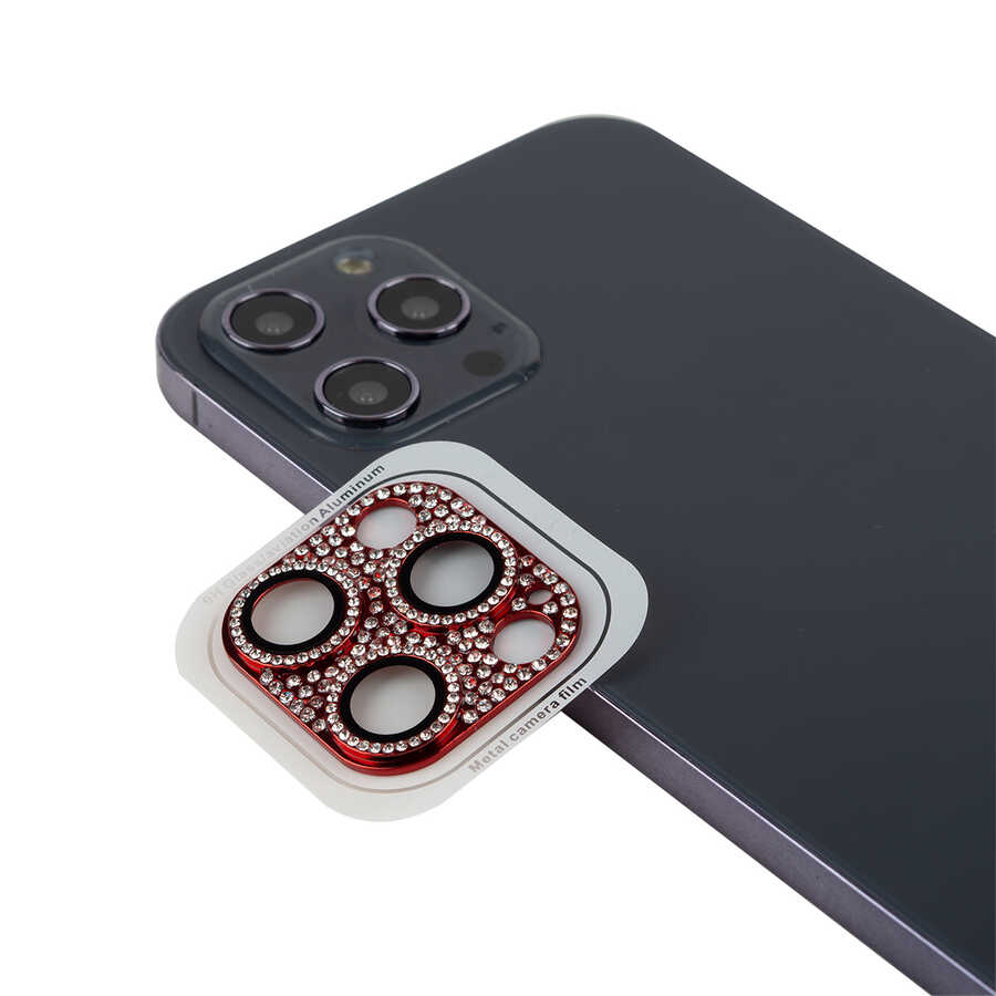 iPhone 13 Pro Max Uyumlu NXXA CL-08 Kamera Lens Koruyucu-Kırmızı