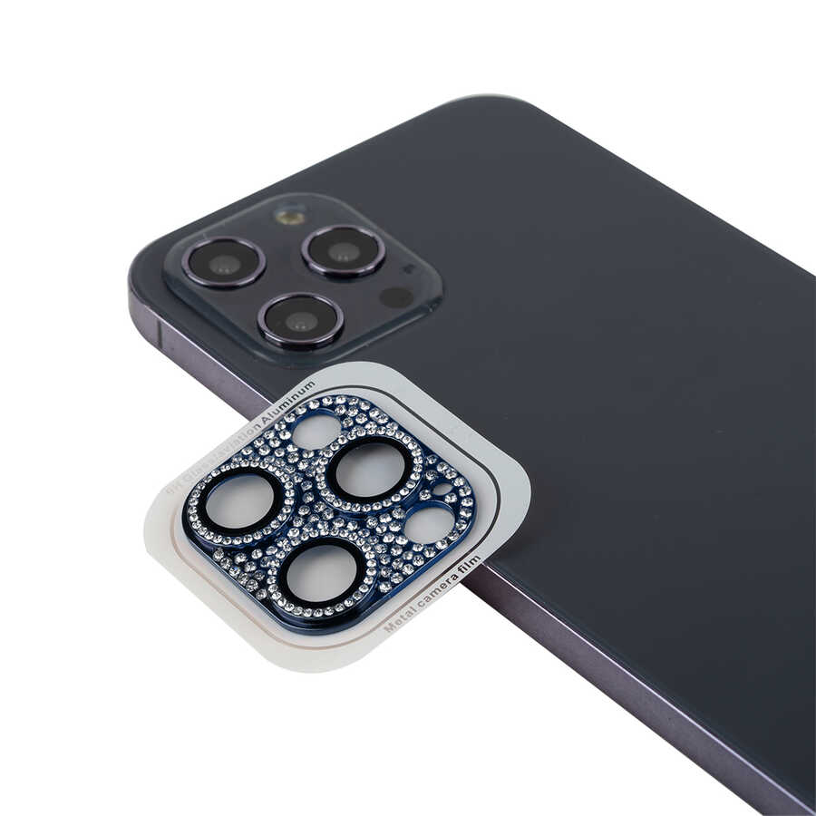 iPhone 13 Pro Max Uyumlu NXXA CL-08 Kamera Lens Koruyucu-Mavi