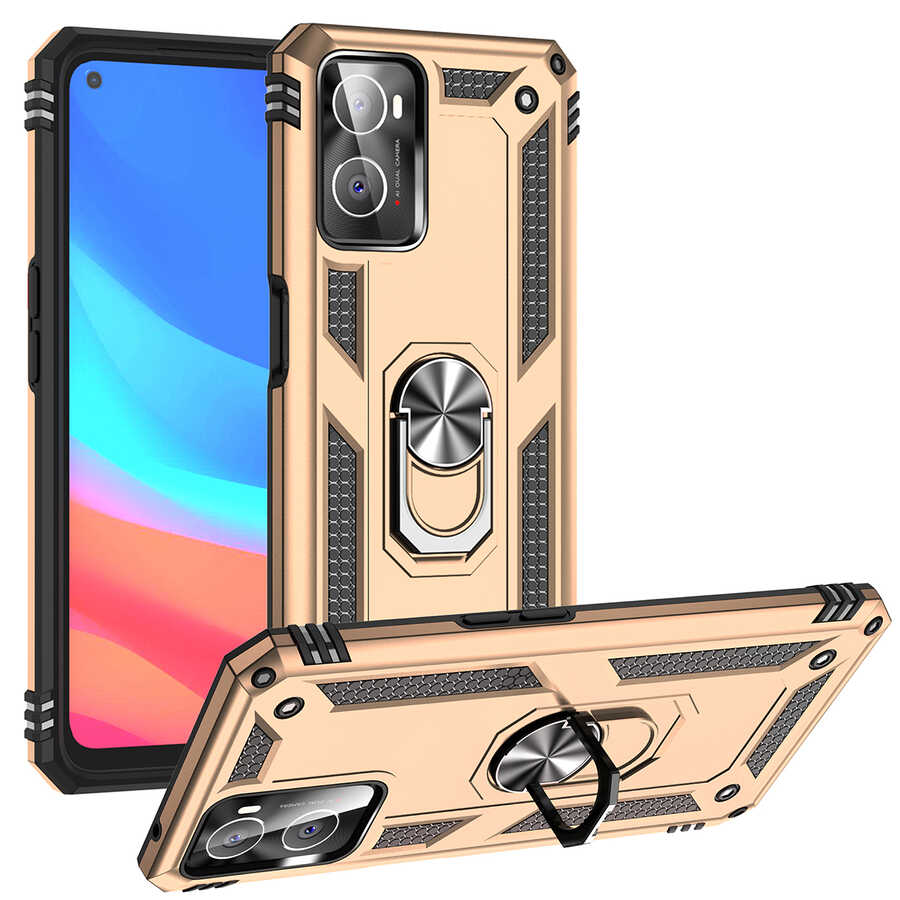 Oppo A76 Kılıf NXXA Vega Kapak-Gold
