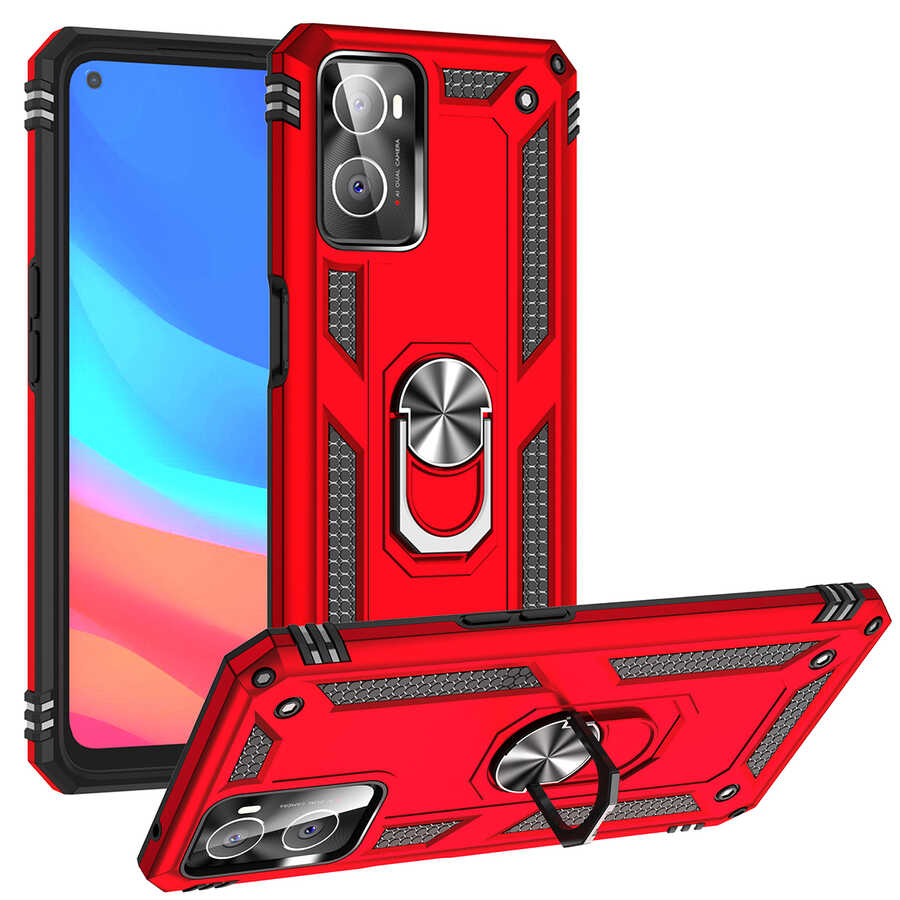 Oppo A96 4G Kılıf NXXA Vega Kapak-Kırmızı