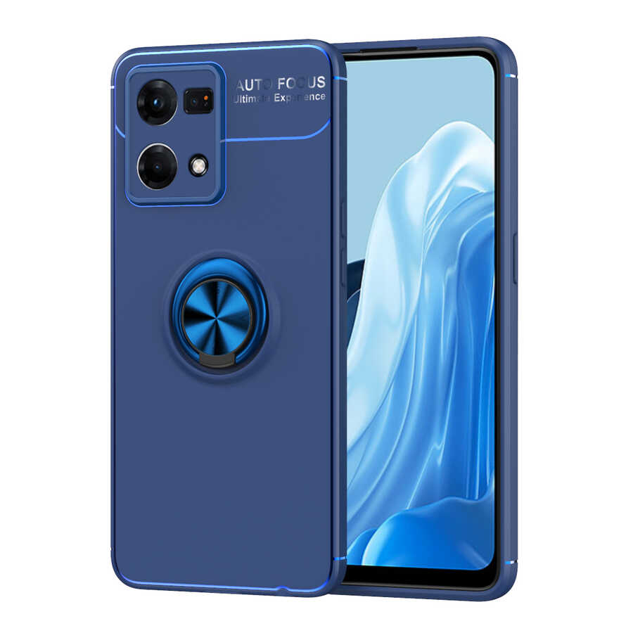 Oppo Reno 7 4G Kılıf NXXA Ravel Silikon Kapak-Mavi