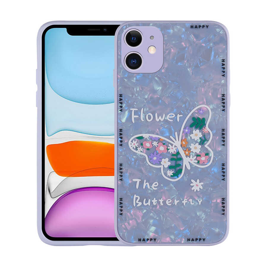 iPhone 11 Uyumlu Desenli Sert Silikon NXXA Mumila Kapak-Lilac Flower