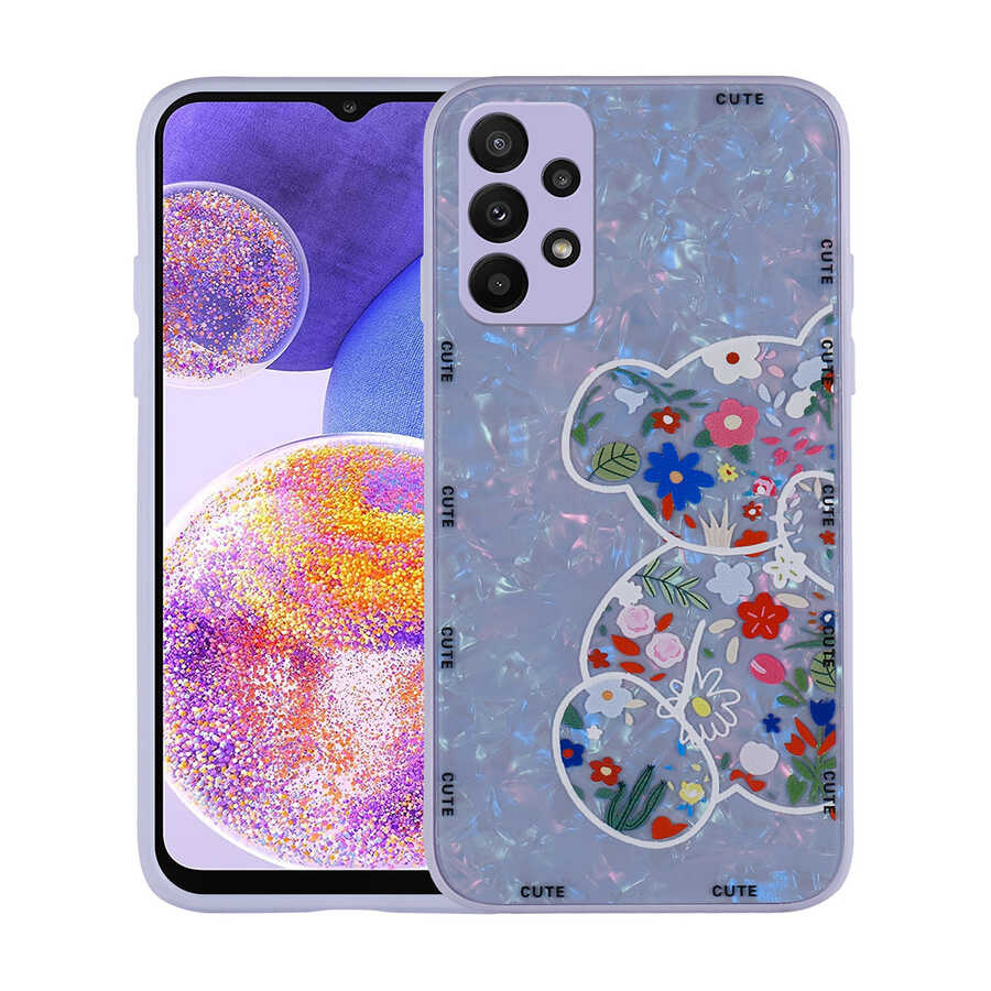 Galaxy A33 5G Kılıf Desenli Sert Silikon NXXA Mumila Kapak-Lilac Bear