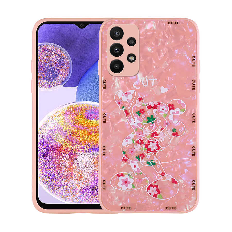 Galaxy A33 5G Kılıf Desenli Sert Silikon NXXA Mumila Kapak-Pink Mouse
