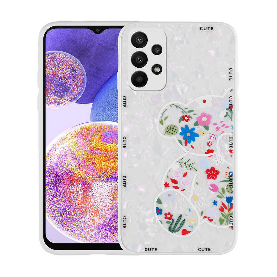 Galaxy A33 5G Kılıf Desenli Sert Silikon NXXA Mumila Kapak-White Bear