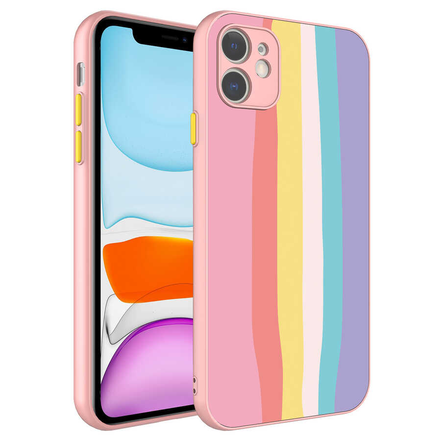 iPhone 11 Uyumlu Kamera Korumalı Renkli Temperli NXXA X-Cam Kapak-NO5