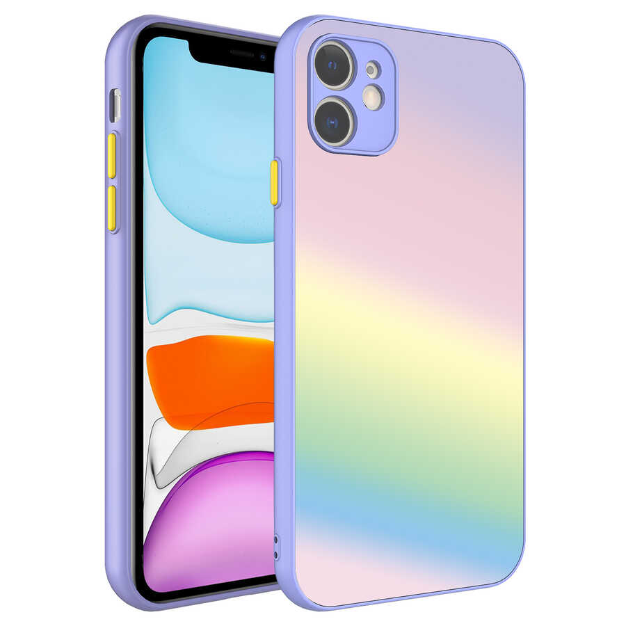 iPhone 11 Kılıf Kamera Korumalı Renkli Temperli NXXA X-Cam Kapak-NO7