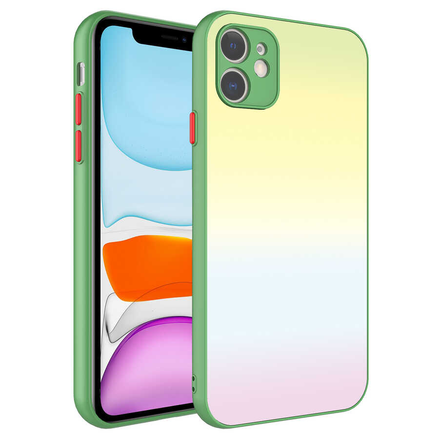 iPhone 11 Kılıf Kamera Korumalı Renkli Temperli NXXA X-Cam Kapak-NO9