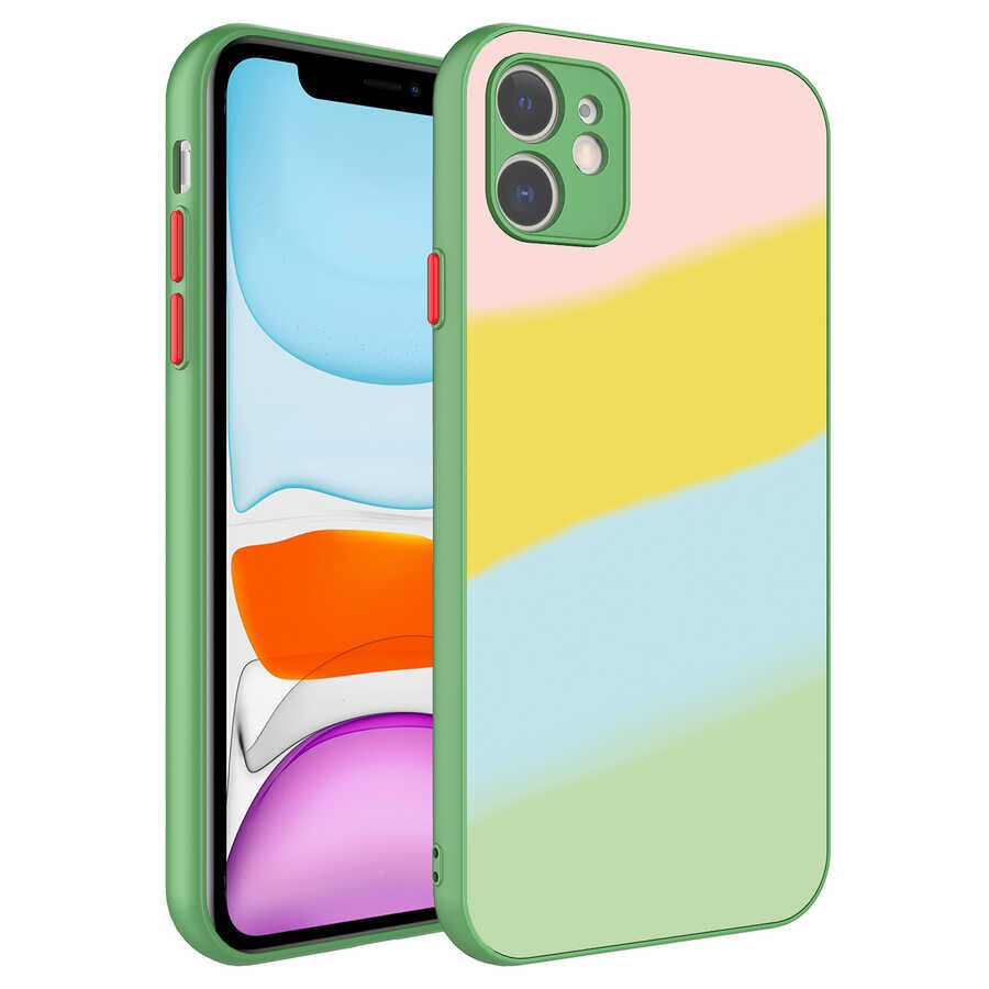 iPhone 11 Kılıf Kamera Korumalı Renkli Temperli NXXA X-Cam Kapak-NO10