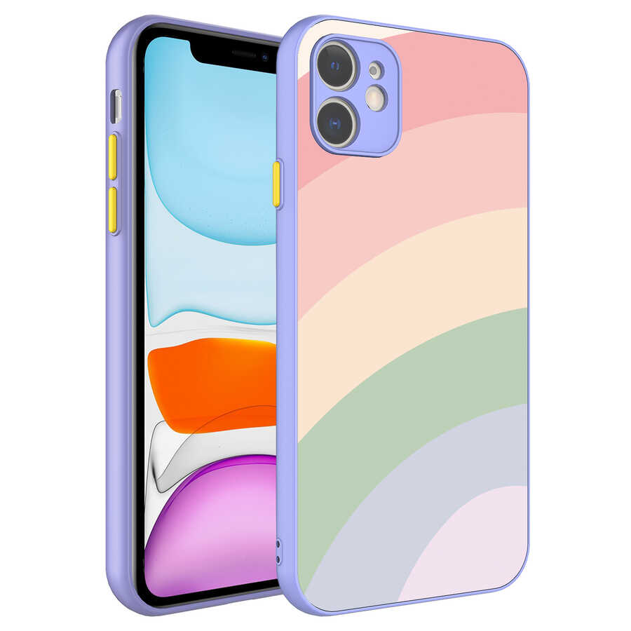 iPhone 11 Uyumlu Kamera Korumalı Renkli Temperli NXXA X-Cam Kapak-NO14