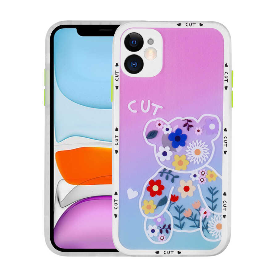iPhone 11 Uyumlu Kamera Korumalı Desenli Sert NXXA Hess Kapak-NO10