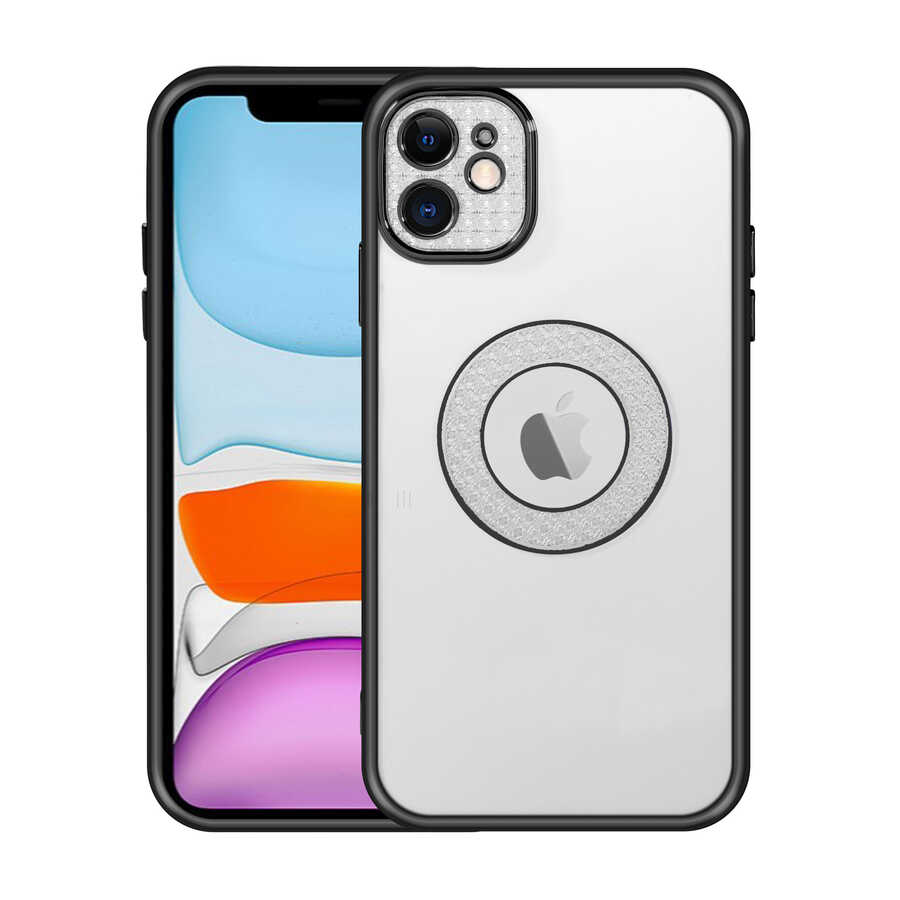 iPhone 12 Kılıf Kamera Korumalı Logo Gösteren NXXA Esta Kapak-Siyah