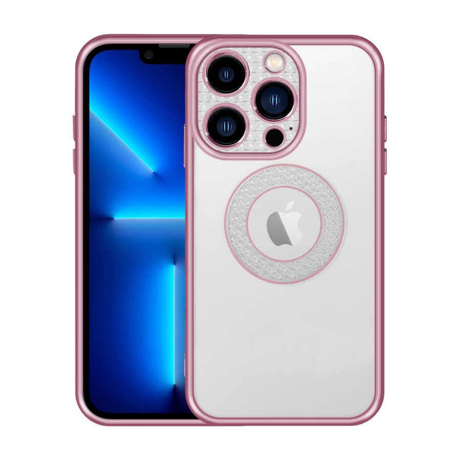 iPhone 13 Pro Uyumlu Kamera Korumalı Logo Gösteren NXXA Esta Kapak-Rose Gold