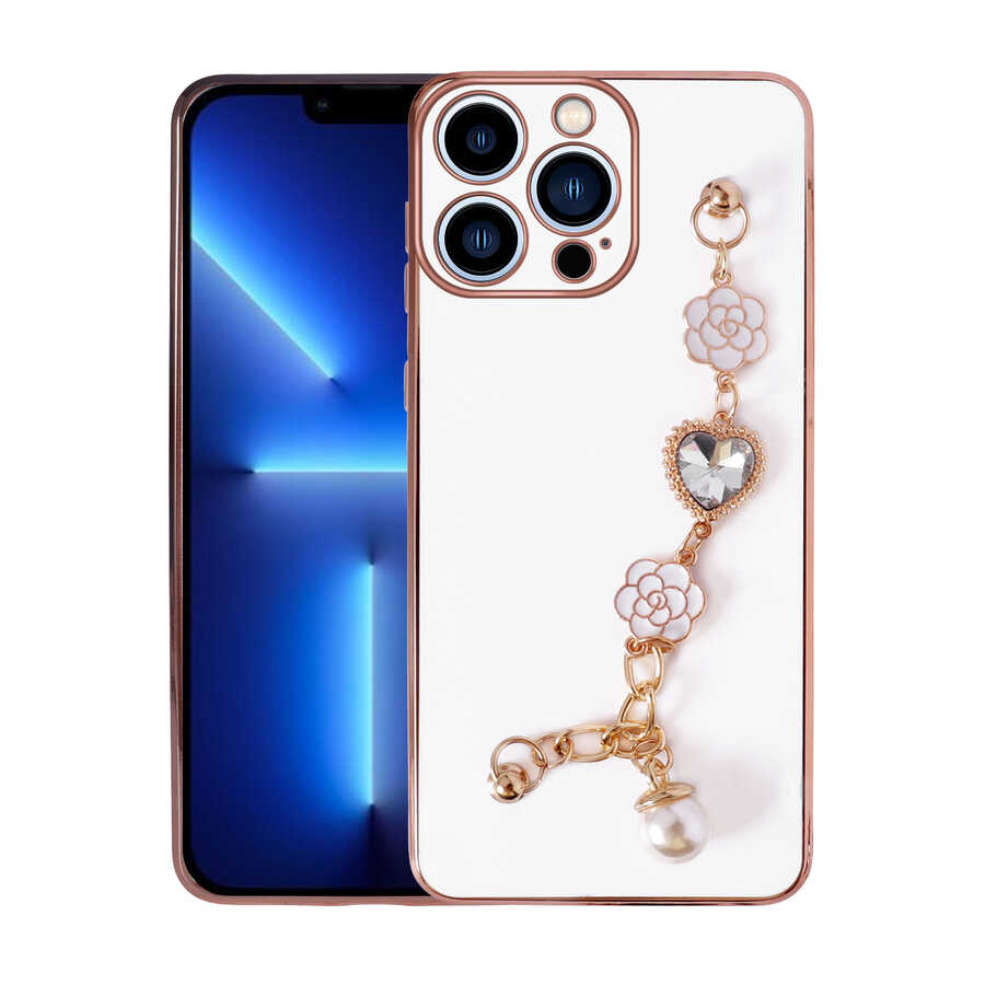 iPhone 12 Pro Max Uyumlu El Tutamaçlı Kamera Korumalı NXXA Taka Silikon Kapak-Beyaz