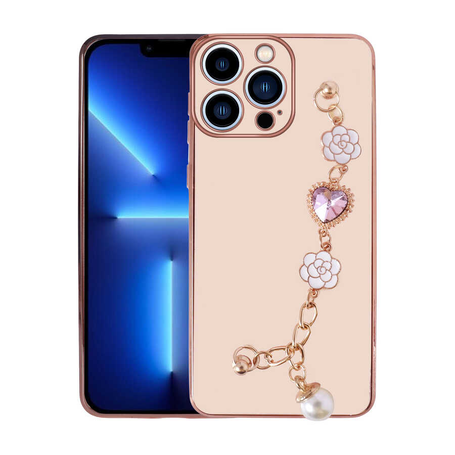iPhone 12 Pro Max Uyumlu El Tutamaçlı Kamera Korumalı NXXA Taka Silikon Kapak-Pembe