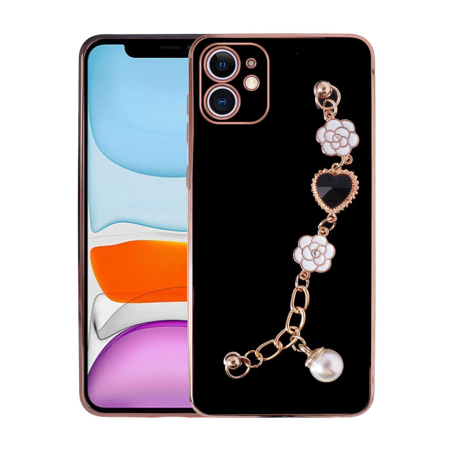 iPhone 11 Kılıf El Tutamaçlı Kamera Korumalı NXXA Taka Silikon Kapak-Siyah