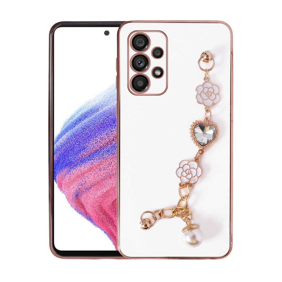 Galaxy A52 Kılıf El Tutamaçlı Kamera Korumalı NXXA Taka Silikon Kapak-Beyaz