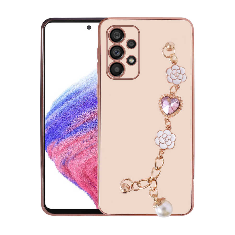 Galaxy A72 Kılıf El Tutamaçlı Kamera Korumalı NXXA Taka Silikon Kapak-Pembe