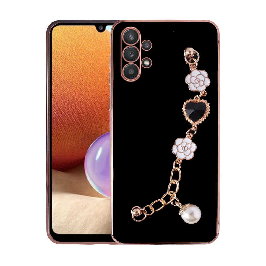 Galaxy A32 4G Kılıf El Tutamaçlı Kamera Korumalı NXXA Taka Silikon Kapak-Siyah