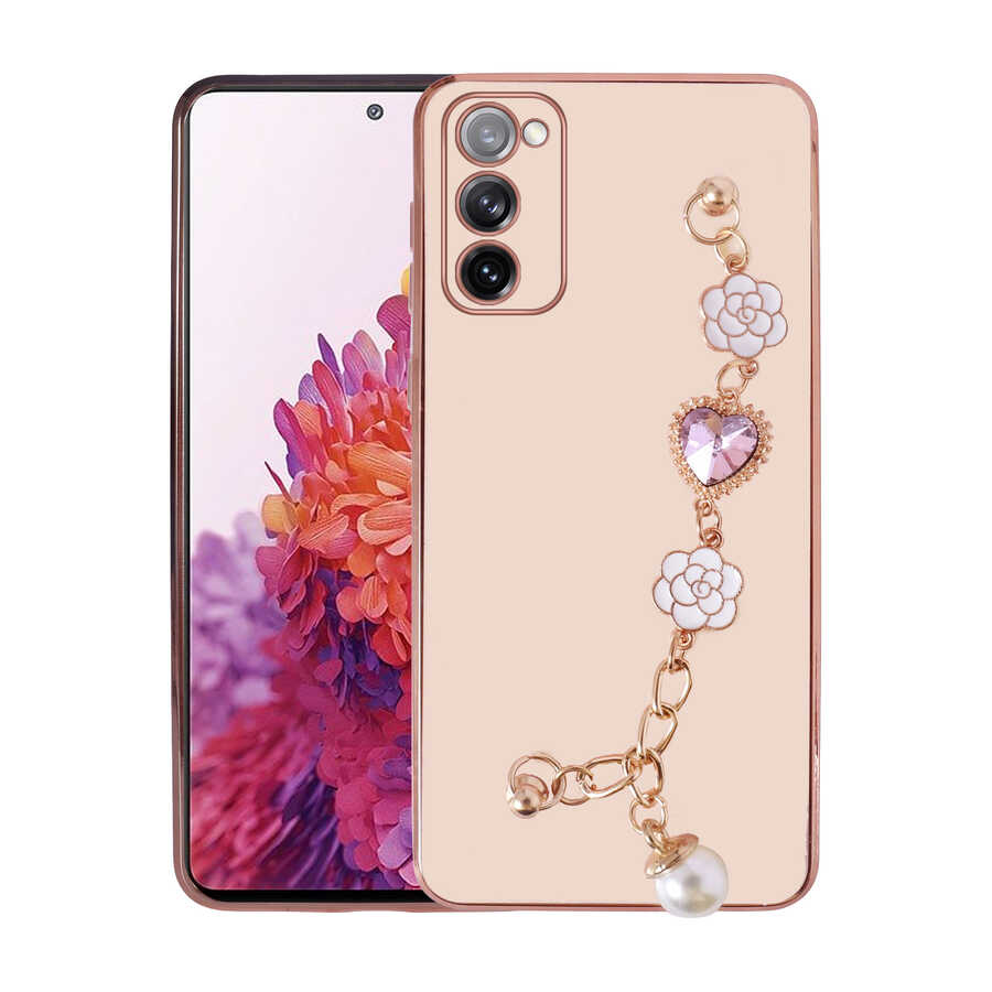 Galaxy S20 FE Kılıf El Tutamaçlı Kamera Korumalı NXXA Taka Silikon Kapak-Pembe