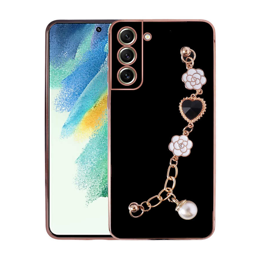 Galaxy S21 FE Kılıf El Tutamaçlı Kamera Korumalı NXXA Taka Silikon Kapak-Siyah