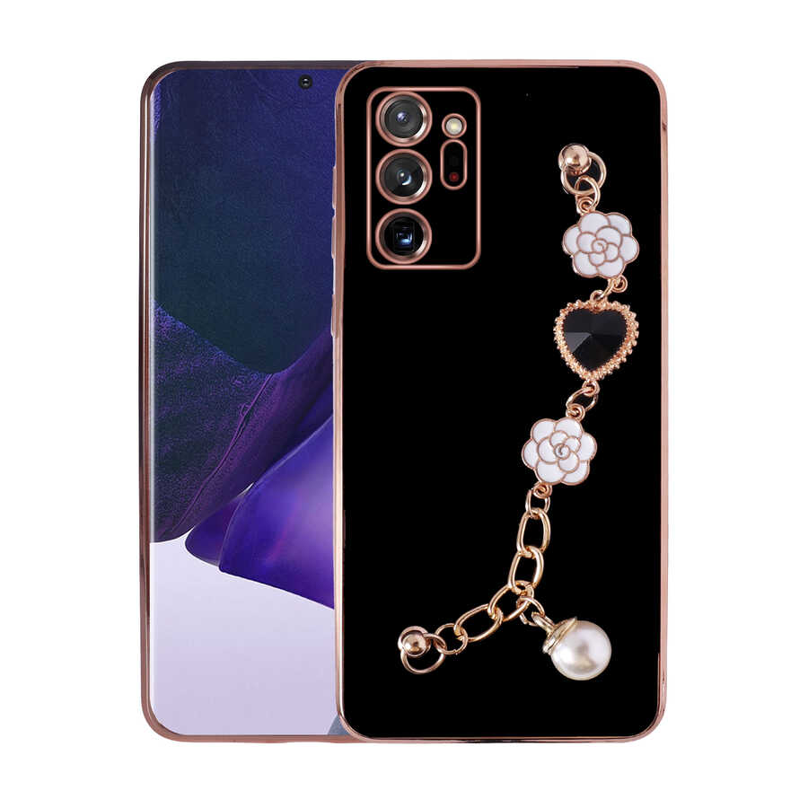 Galaxy Note 20 Ultra Kılıf El Tutamaçlı Kamera Korumalı NXXA Taka Silikon Kapak-Siyah