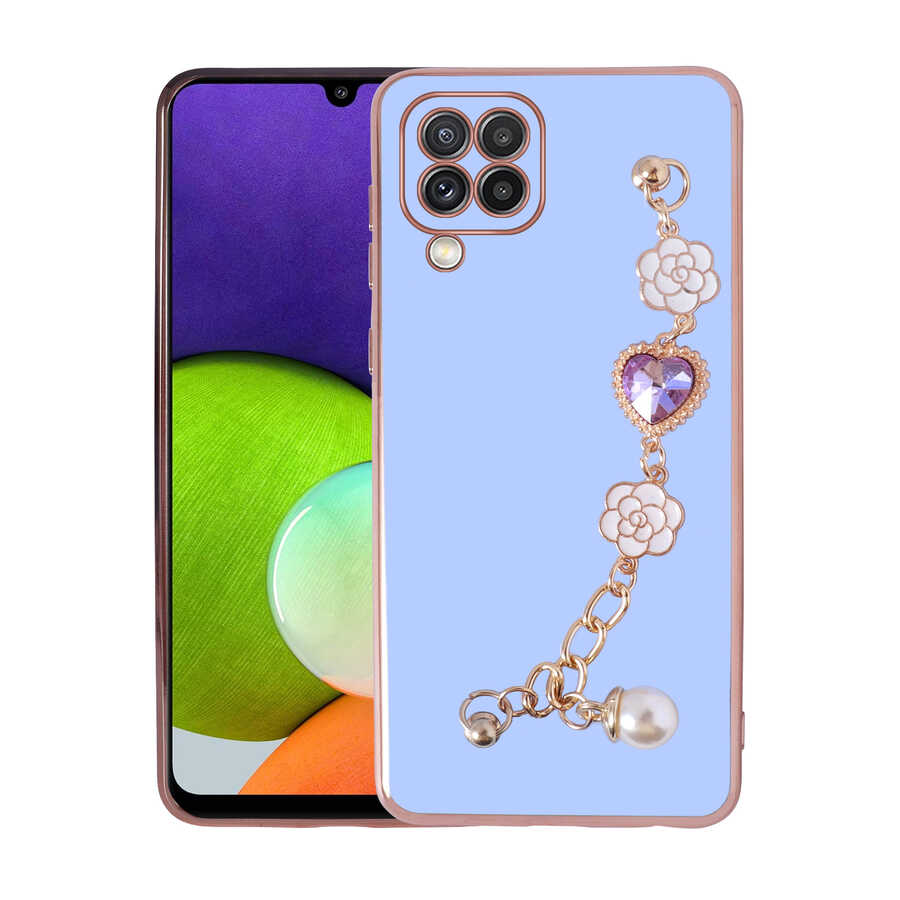 Galaxy M32 Kılıf El Tutamaçlı Kamera Korumalı NXXA Taka Silikon Kapak-Mor