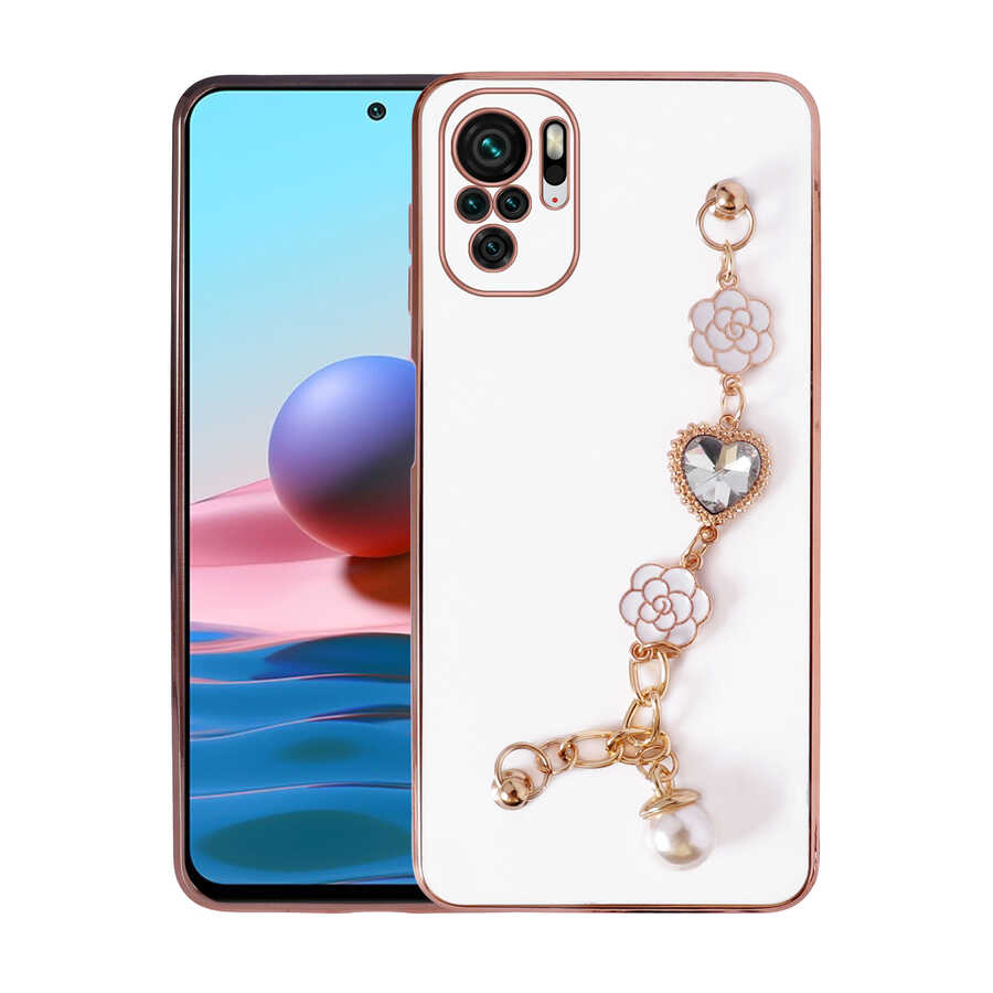 Xiaomi Redmi Note 10 Kılıf El Tutamaçlı Kamera Korumalı NXXA Taka Silikon Kapak-Beyaz