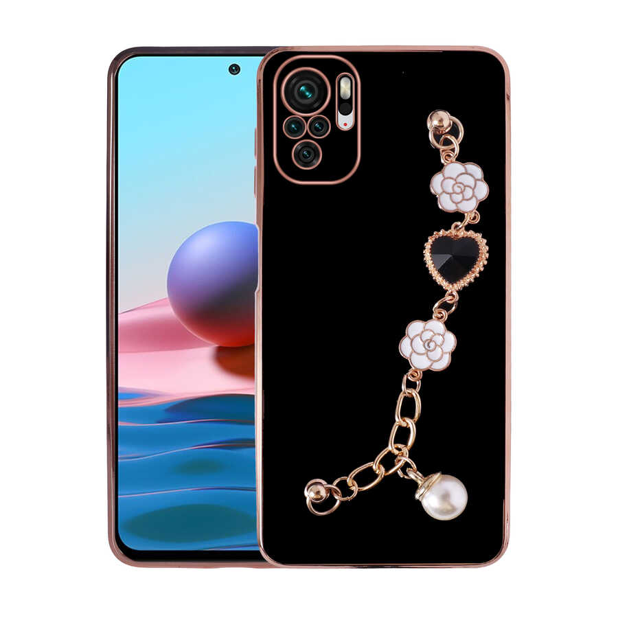 Xiaomi Redmi Note 10 Kılıf El Tutamaçlı Kamera Korumalı NXXA Taka Silikon Kapak-Siyah