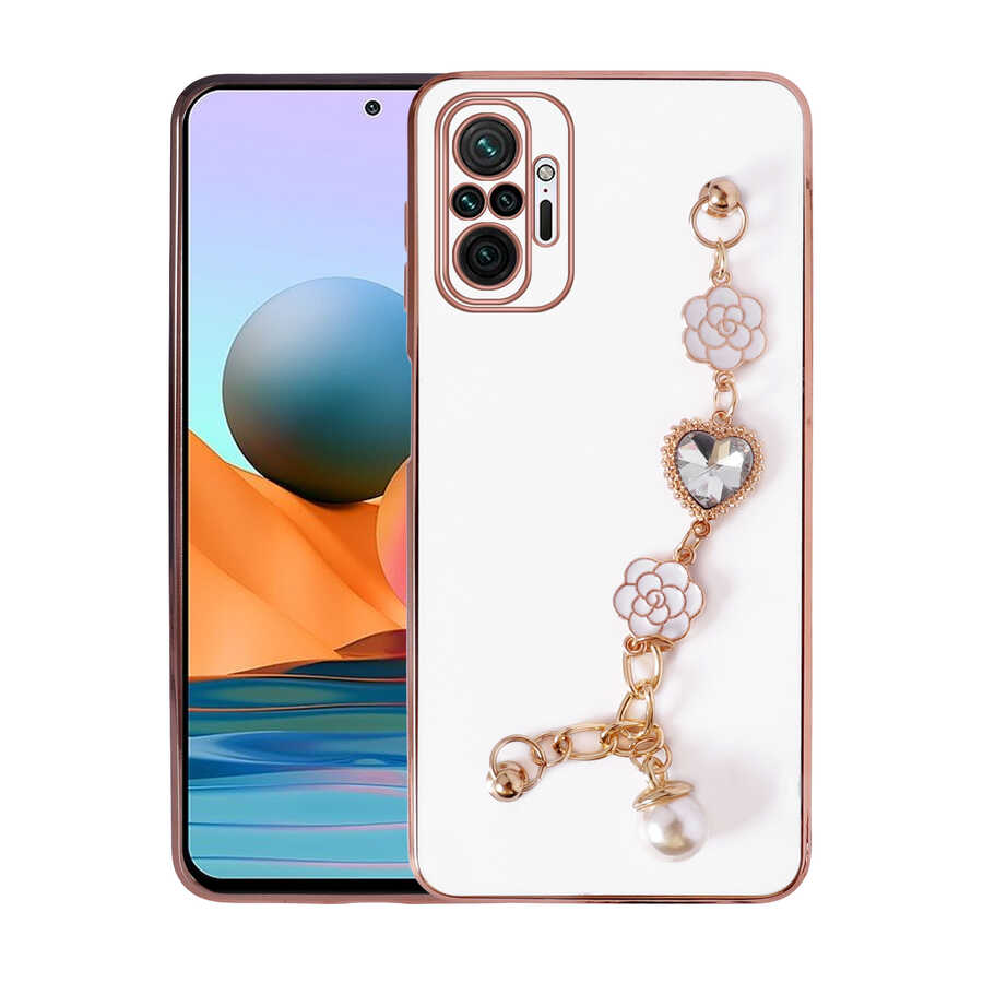 Xiaomi Redmi Note 10 Pro Kılıf El Tutamaçlı Kamera Korumalı NXXA Taka Silikon Kapak-Beyaz