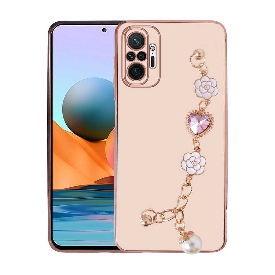 Xiaomi Redmi Note 10 Pro Kılıf El Tutamaçlı Kamera Korumalı NXXA Taka Silikon Kapak-Pembe
