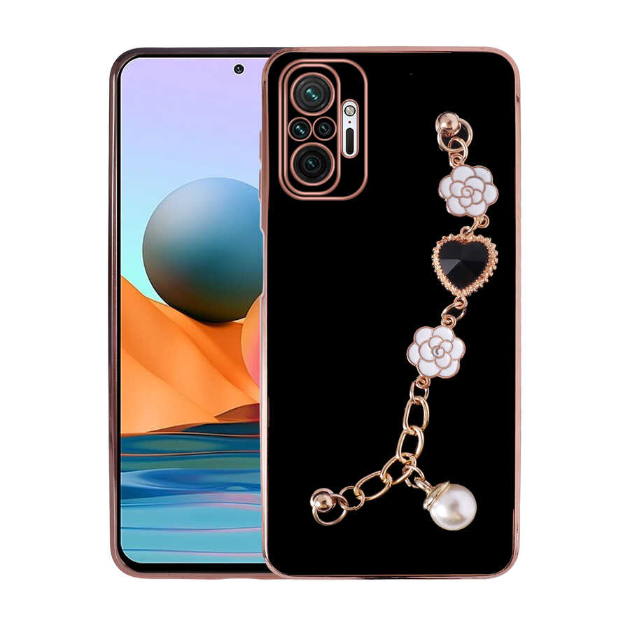 Xiaomi Redmi Note 10 Pro Kılıf El Tutamaçlı Kamera Korumalı NXXA Taka Silikon Kapak-Siyah