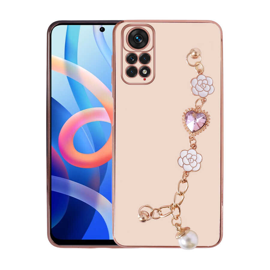 Xiaomi Redmi Note 11 Global Kılıf El Tutamaçlı Kamera Korumalı NXXA Taka Silikon Kapak-Pembe