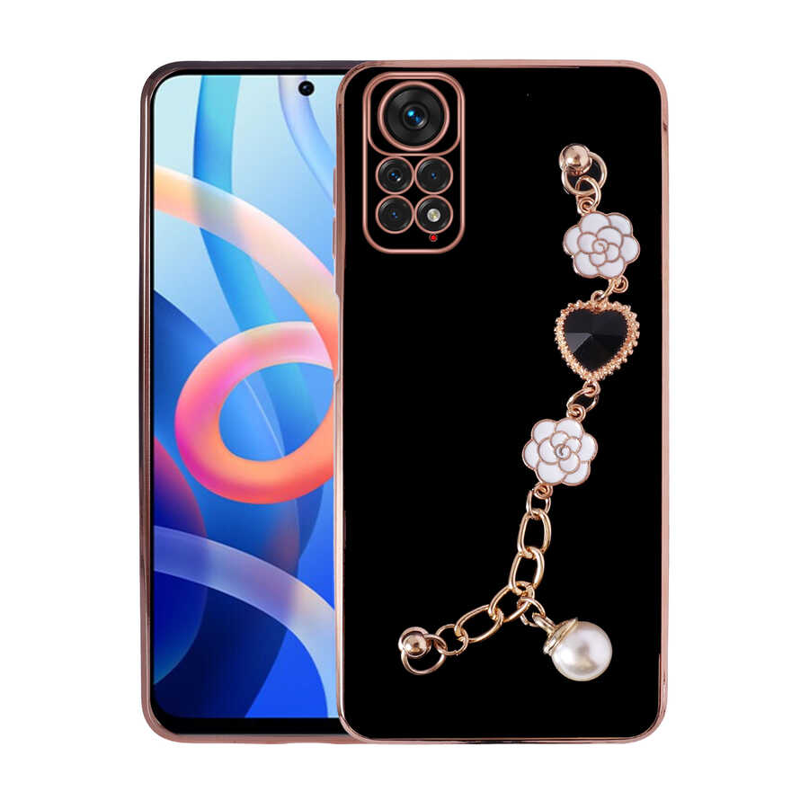 Xiaomi Redmi Note 11 Global Kılıf El Tutamaçlı Kamera Korumalı NXXA Taka Silikon Kapak-Siyah
