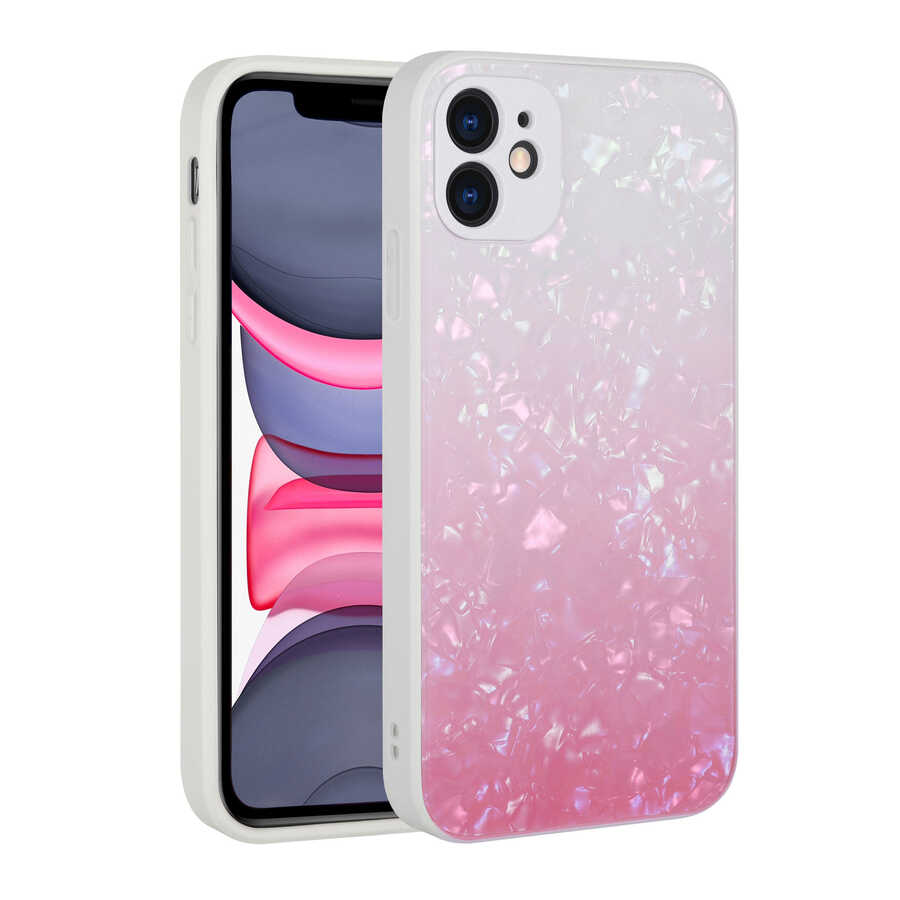 iPhone 11 Kılıf Renk Geçişli Mermer Desenli Sert Silikon NXXA Granit Kapak-NO1