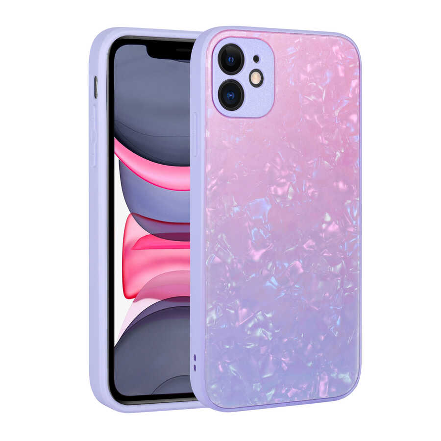 iPhone 11 Uyumlu Renk Geçişli Mermer Desenli Sert Silikon NXXA Granit Kapak-NO2