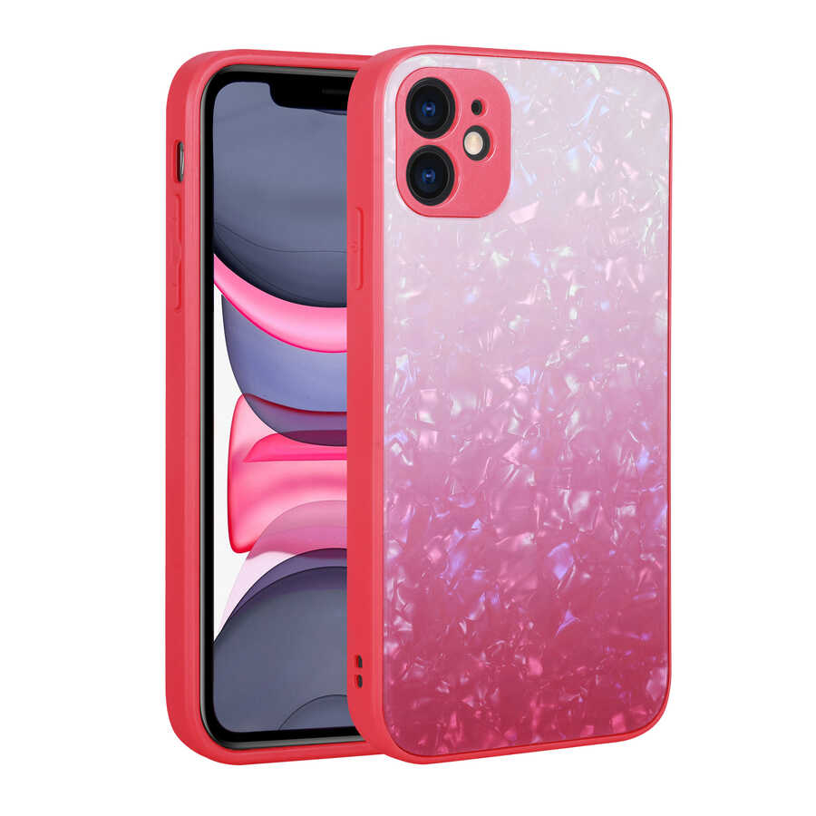iPhone 11 Uyumlu Renk Geçişli Mermer Desenli Sert Silikon NXXA Granit Kapak-NO6
