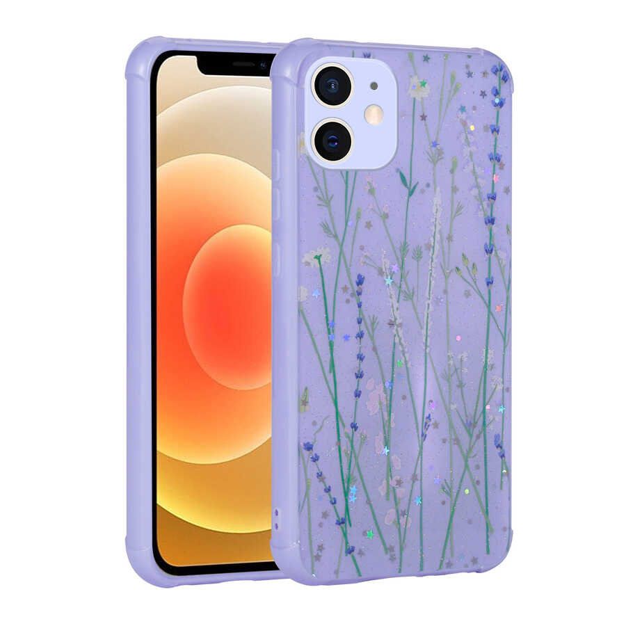 iPhone 11 Kılıf Simli Desenli Kamera Korumalı Parlak NXXA Popy Kapak-Dallar
