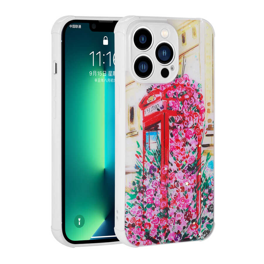 iPhone 12 Pro Max Kılıf Simli Desenli Kamera Korumalı Parlak NXXA Popy Kapak-Kulübe