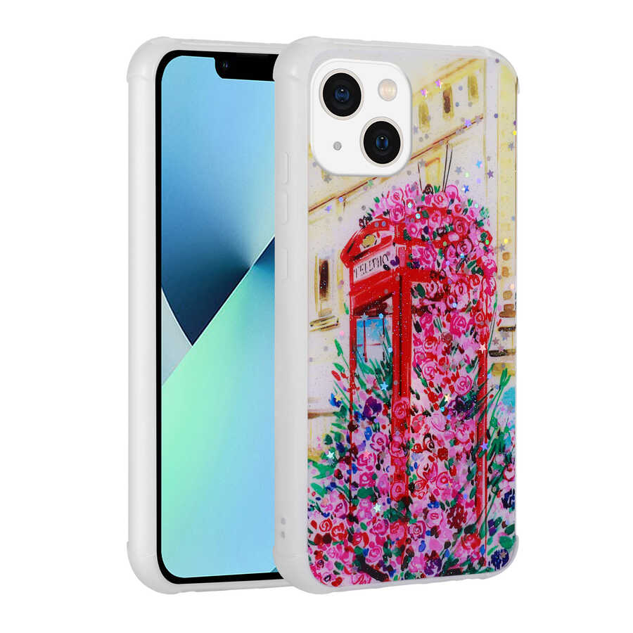 iPhone 13 Kılıf Simli Desenli Kamera Korumalı Parlak NXXA Popy Kapak-Kulübe
