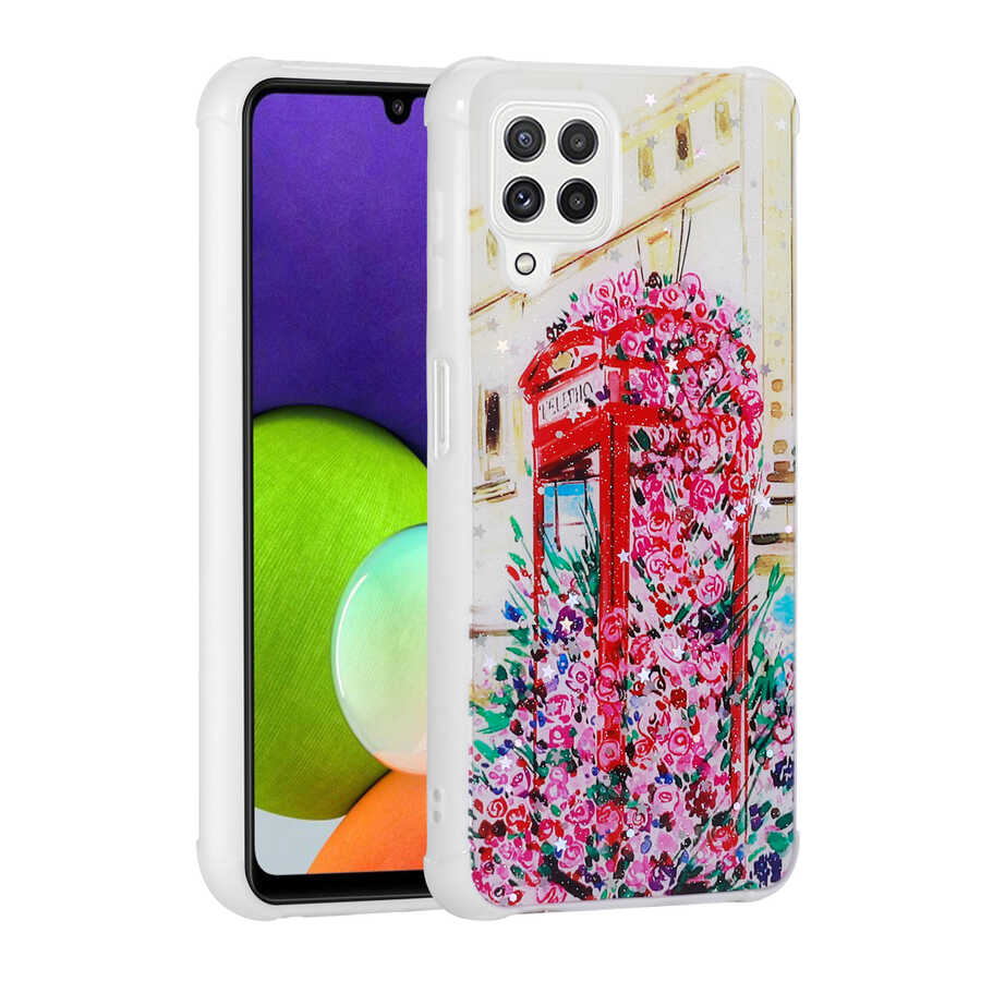 Galaxy M22 Kılıf Simli Desenli Kamera Korumalı Parlak NXXA Popy Kapak-Kulübe