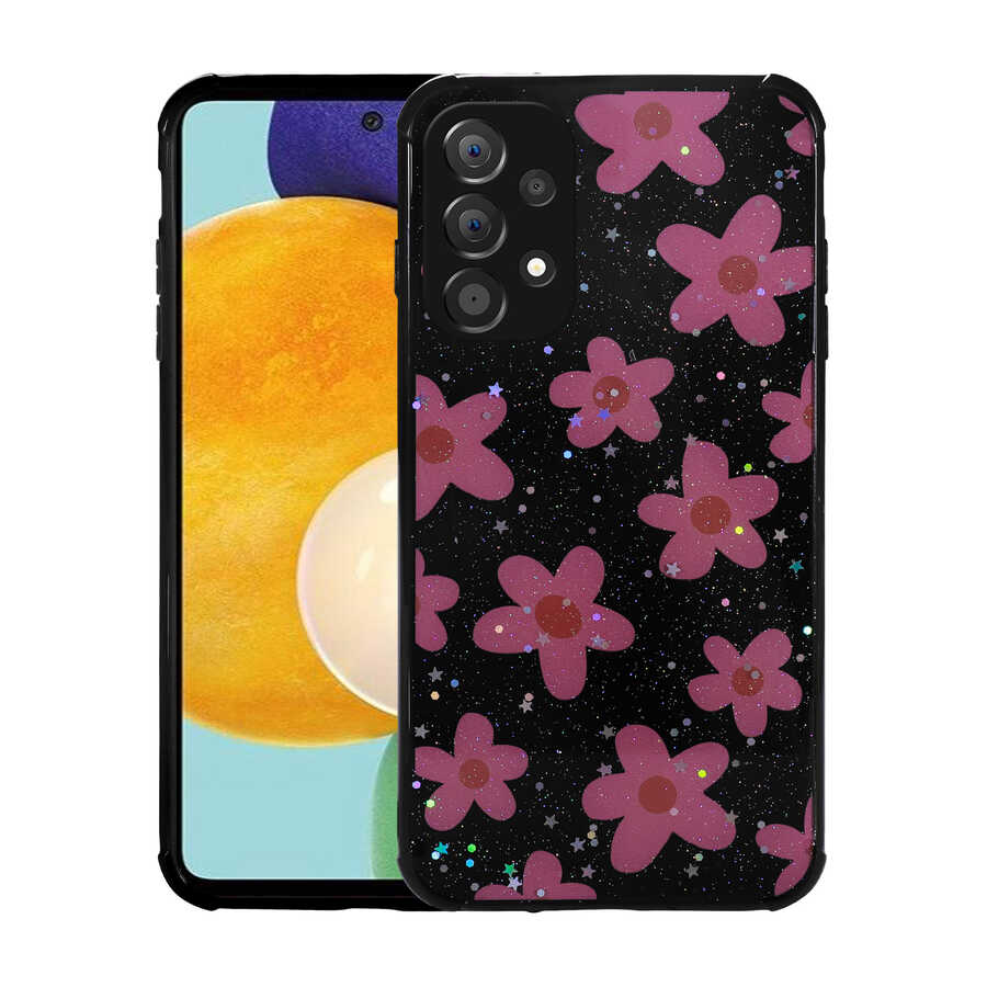 Galaxy A33 5G Kılıf Simli Desenli Kamera Korumalı Parlak NXXA Popy Kapak-Çiçek