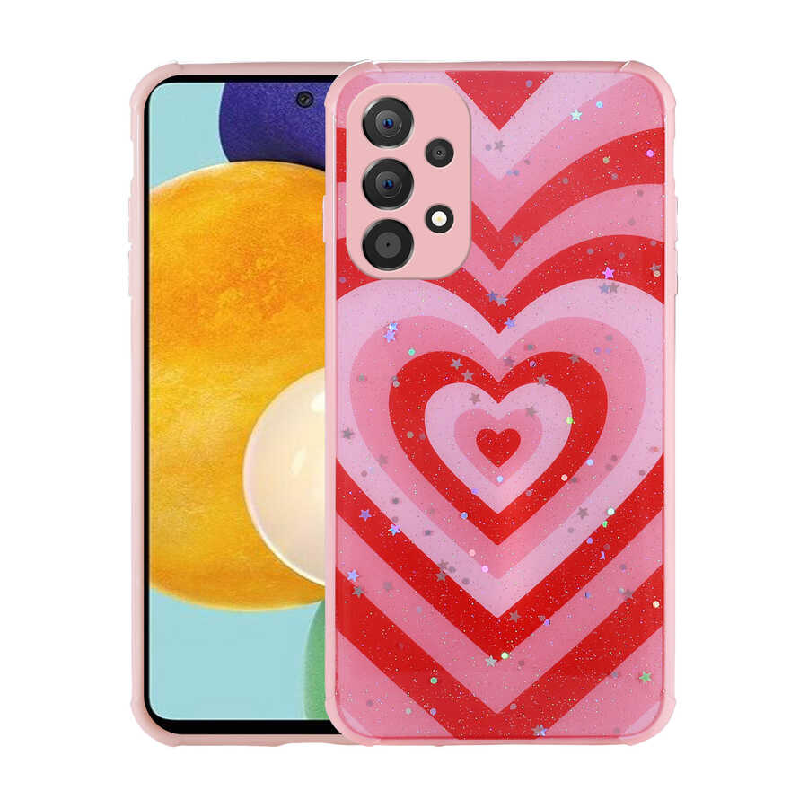 Galaxy A33 5G Kılıf Simli Desenli Kamera Korumalı Parlak NXXA Popy Kapak-Kalp