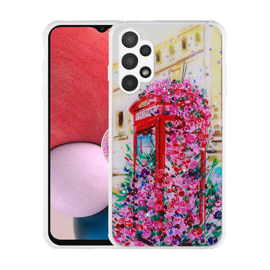 Galaxy A13 4G Kılıf Simli Desenli Kamera Korumalı Parlak NXXA Popy Kapak-Kulübe