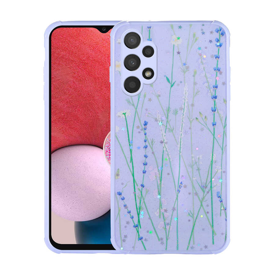 Galaxy A13 4G Kılıf Simli Desenli Kamera Korumalı Parlak NXXA Popy Kapak-Dallar
