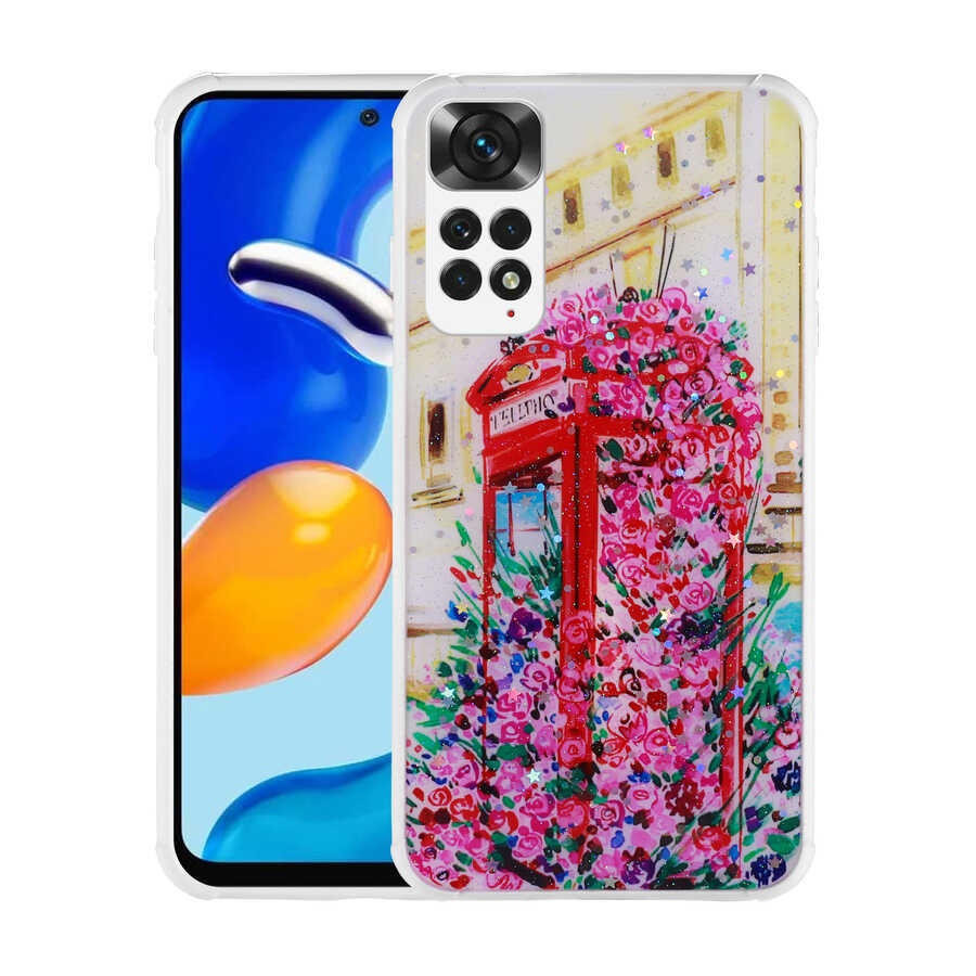 Xiaomi Redmi Note 11S Global Kılıf Simli Desenli Kamera Korumalı Parlak NXXA Popy Kapak-Kulübe