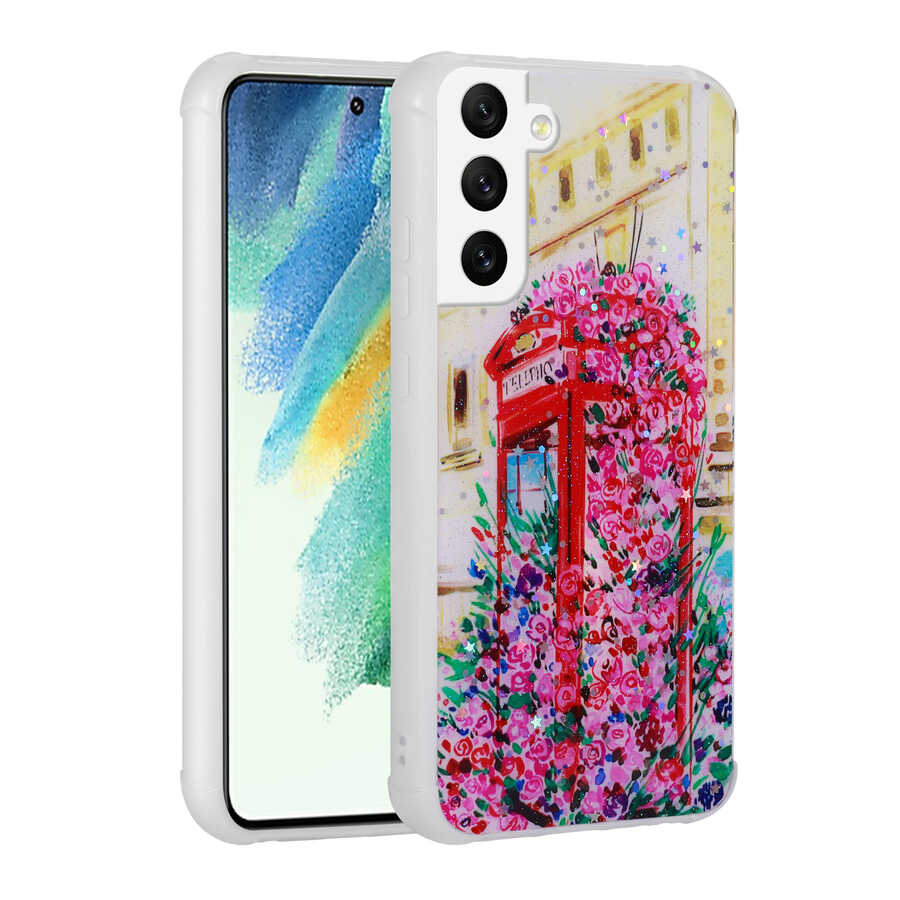 Galaxy S21 FE Kılıf Simli Desenli Kamera Korumalı Parlak NXXA Popy Kapak-Kulübe