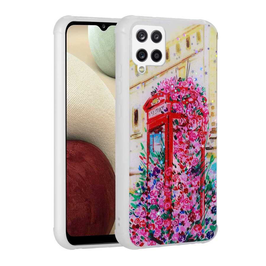 Galaxy M12 Kılıf Simli Desenli Kamera Korumalı Parlak NXXA Popy Kapak-Kulübe