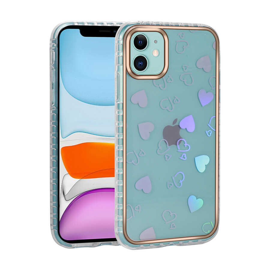 iPhone 11 Uyumlu Desenli Parlayan Transparan NXXA Avva Kapak-NO3