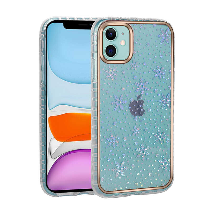 iPhone 11 Uyumlu Desenli Parlayan Transparan NXXA Avva Kapak-NO13